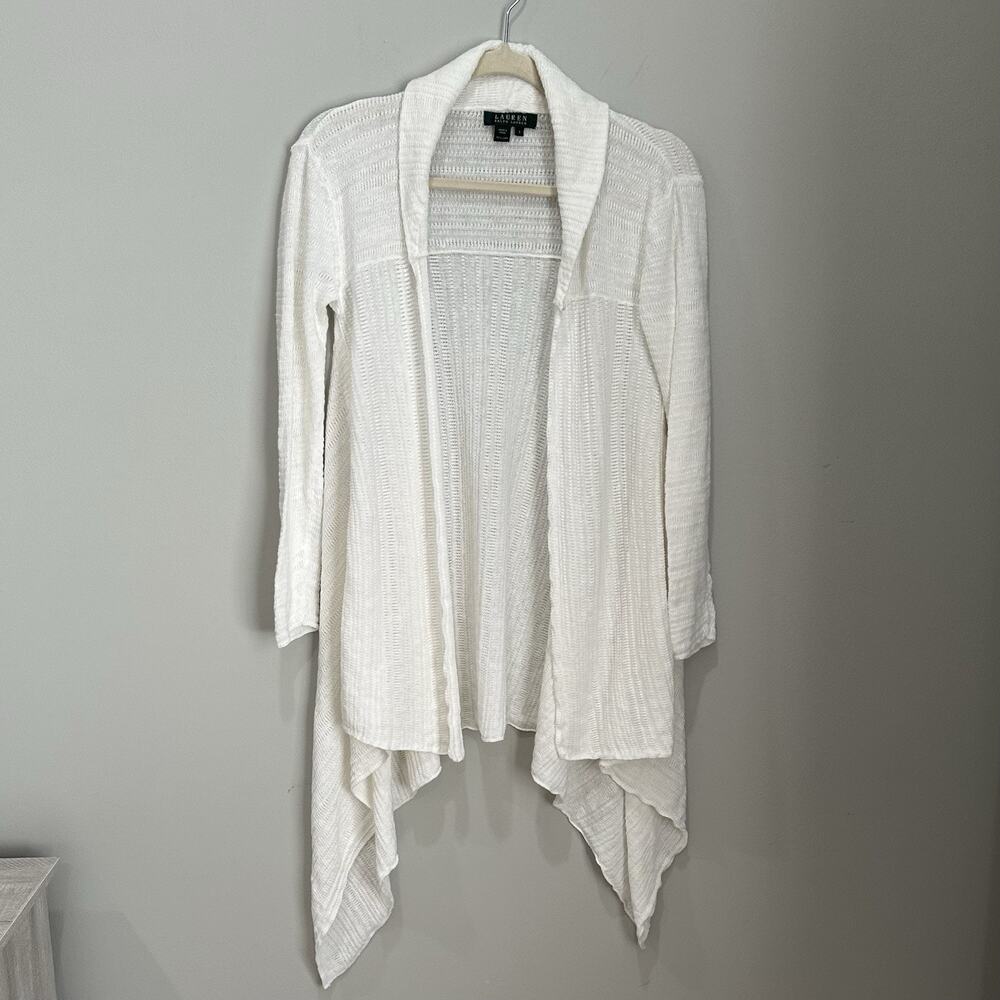 LAUREN Ralph Lauren 100% LINEN Cardigan Wrap Cover Up Duster Waterfall‎ Small